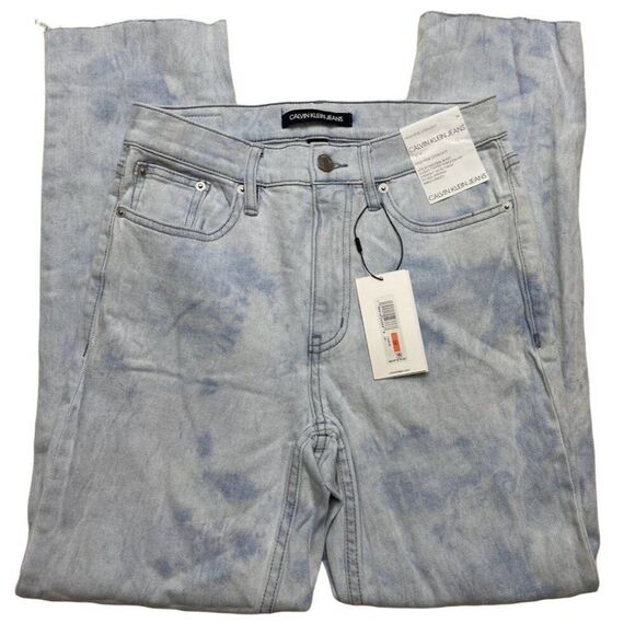 Calvin Klein Bleached Ankle Jeans Women's 26 High Rise Straight Stretch NEW - Picture 1 of 10
